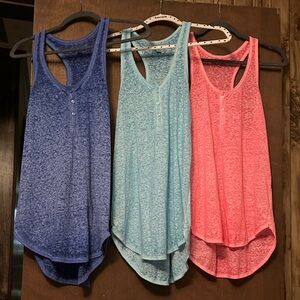 AE Women's Sleeveless Tank Top Trio - Blue, Light Blue, Pink